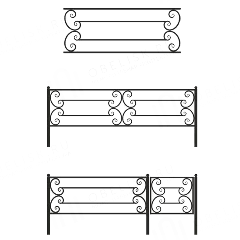 Cварная ограда 30006 на могилу